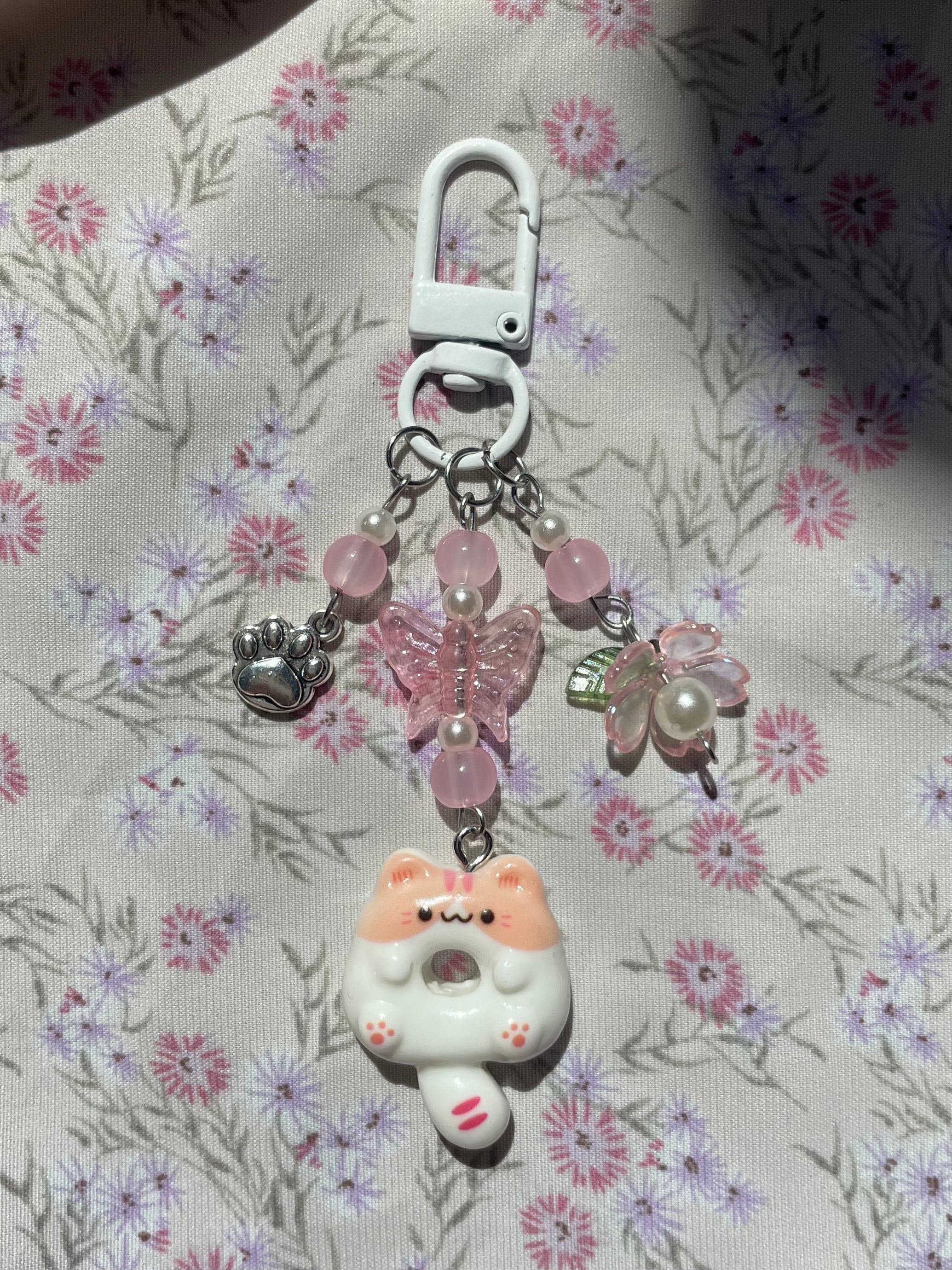 Cat donut trinket bag charm phone charm keyring