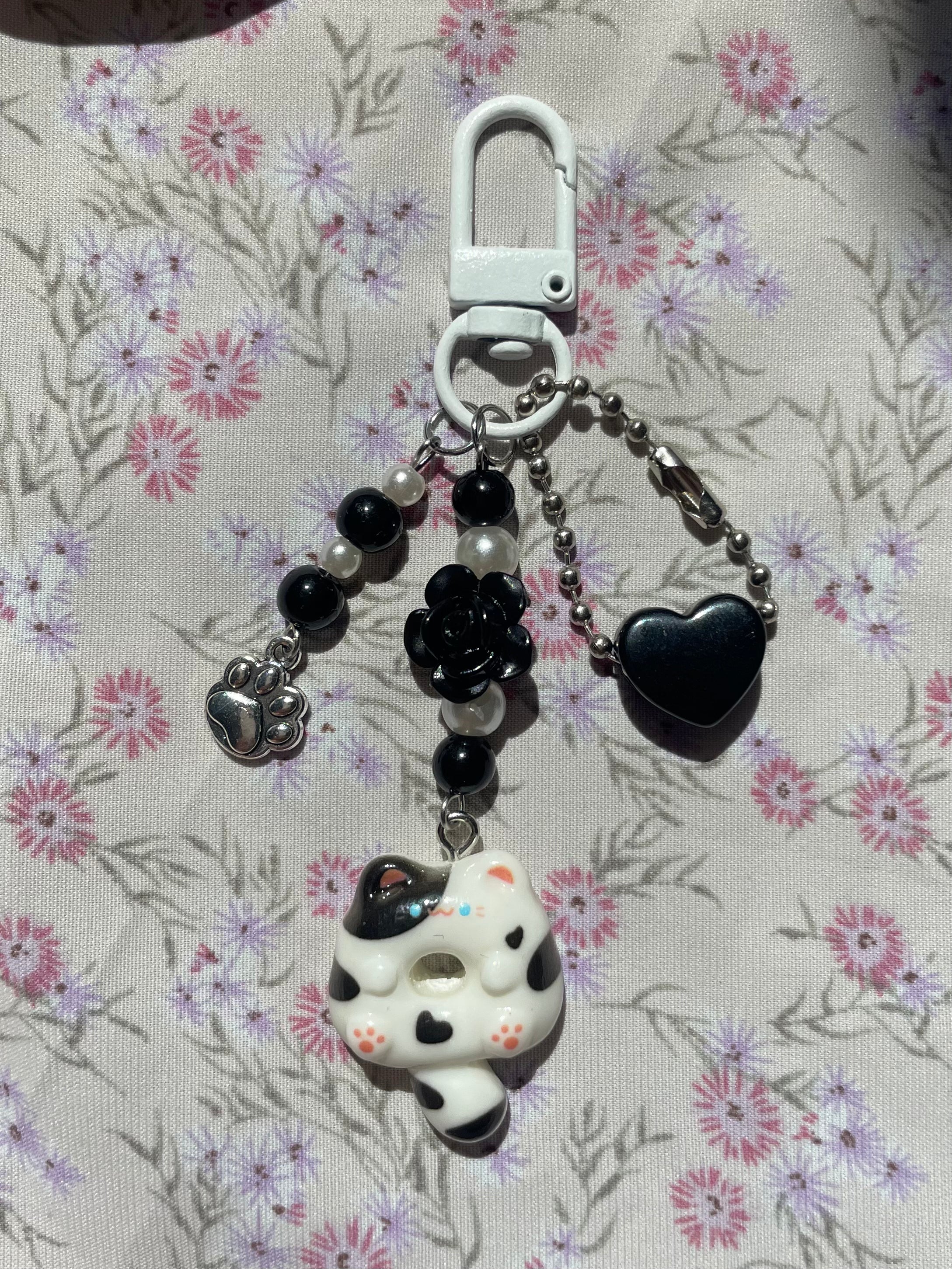Cat donut bag charm trinket phone charm keyring