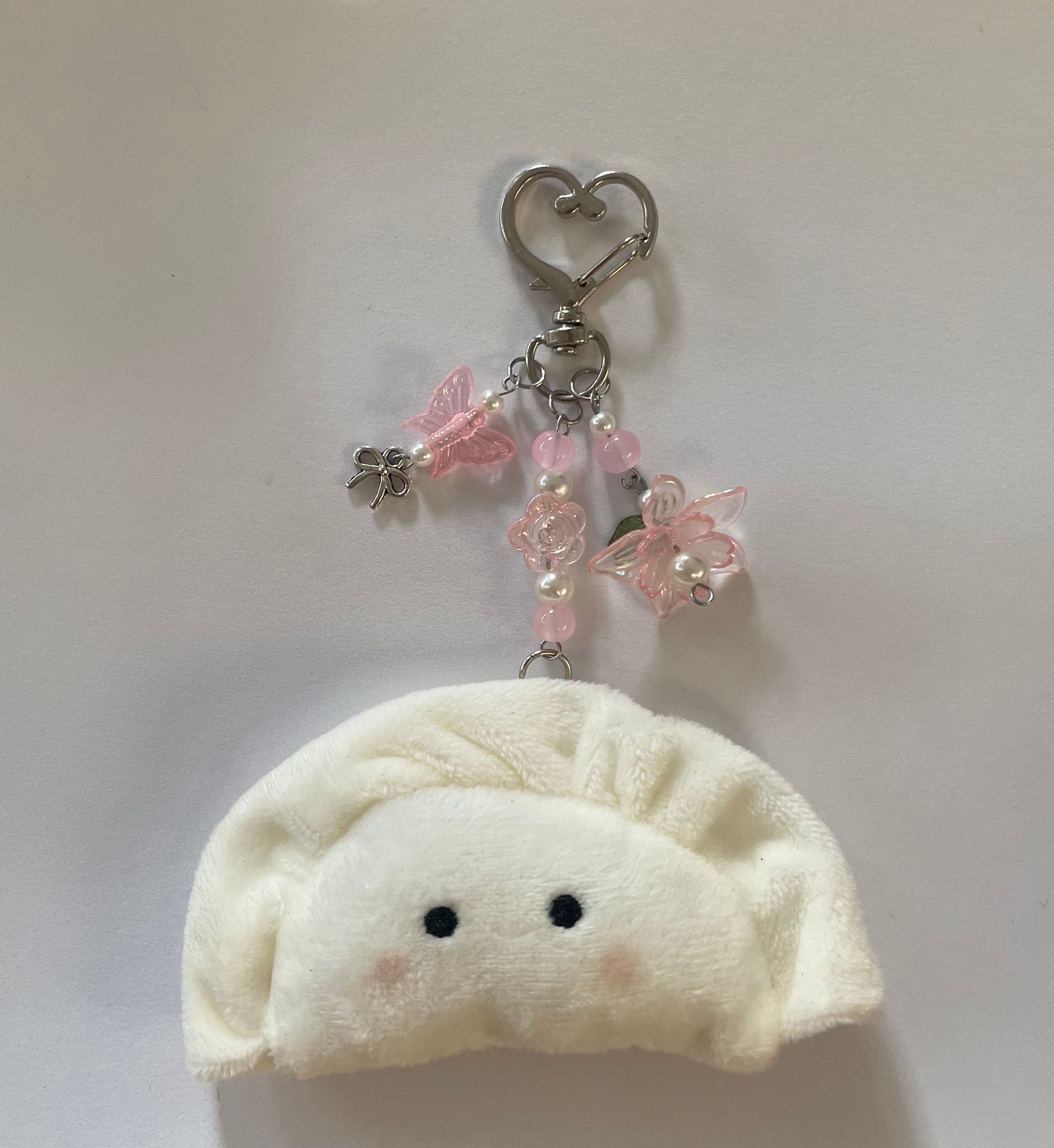Blushing dumpling bag charm keyring trinket