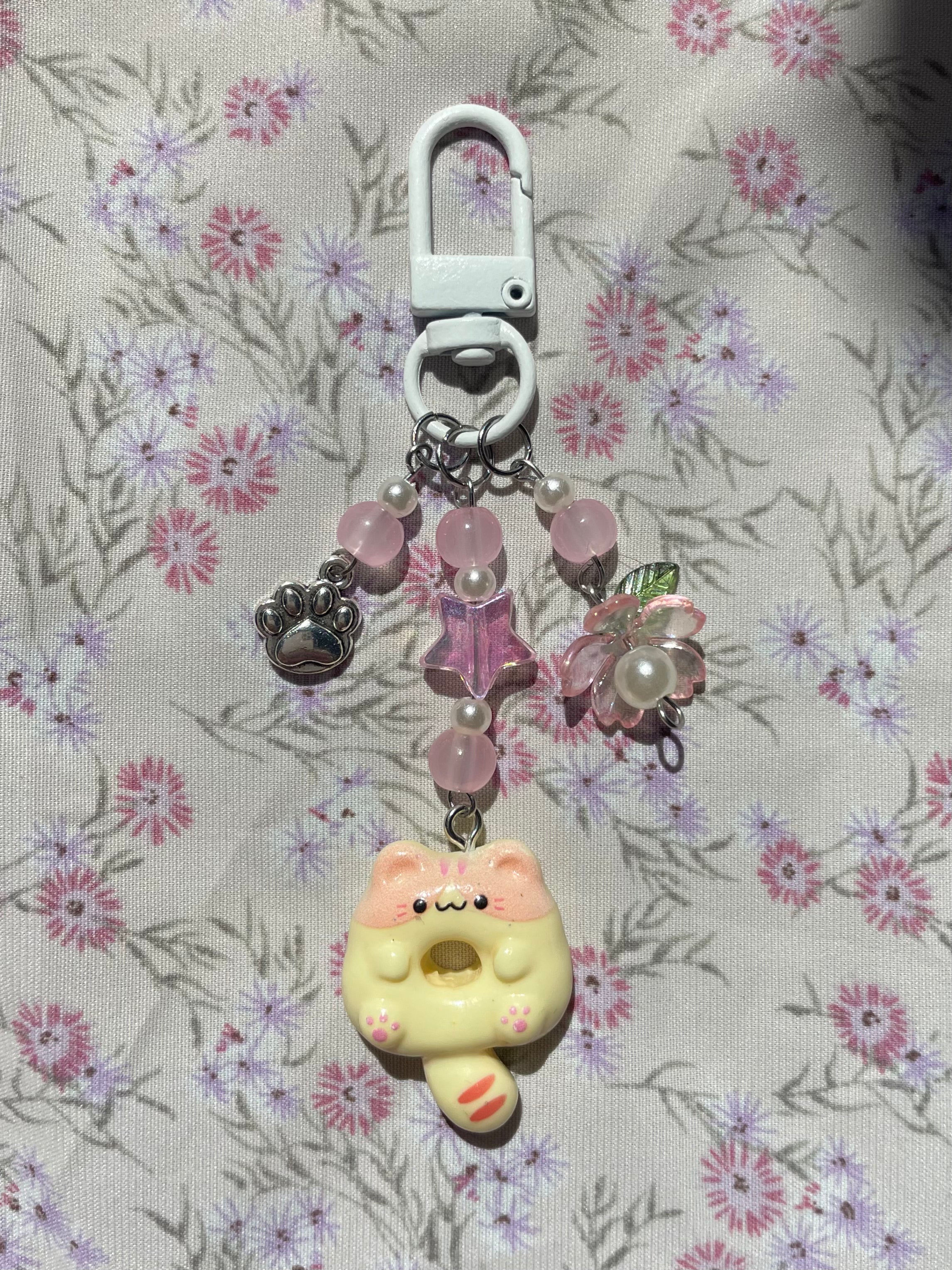 Cat donut keyring bag charm phone charm trinket