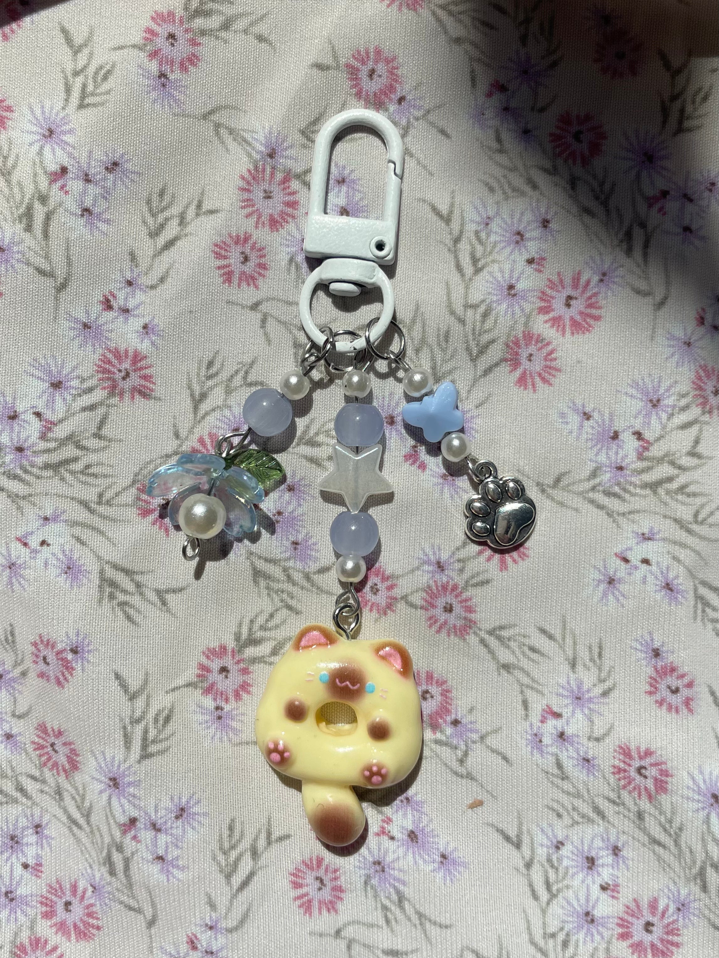 Cat donut bag charm trinket phone charm keyring